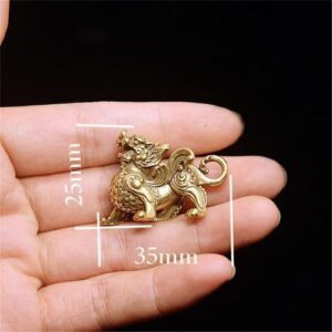 1pcs - Statue Figurine Wealth Brass Decor Prosperity Chinese Style Ornament Qilin Dragon Luck Animal Fengshui Vintage-B0CPKYXMD9