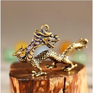 41c3lXL9xIL._AC_ 1pcs -1PC- 4 * 2.5CM Small Chinese Beast Dragon Statue Bronze Brass Figurine Ornaments Antique Copper Mythical Animal Miniature Home Decor Crafts Collection (A)-B0CV6W3DFL
