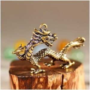 1pcs -1PC- 4 * 2.5CM Small Chinese Beast Dragon Statue Bronze Brass Figurine Ornaments Antique Copper Mythical Animal Miniature Home Decor Crafts Collection (A)-B0CV6W3DFL