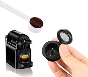 1 Pcs Refillable, Reusable Coffee Capsule Pod for Coffee Machine +Plastic Spoon +Small Bruch-B0CR7HW941