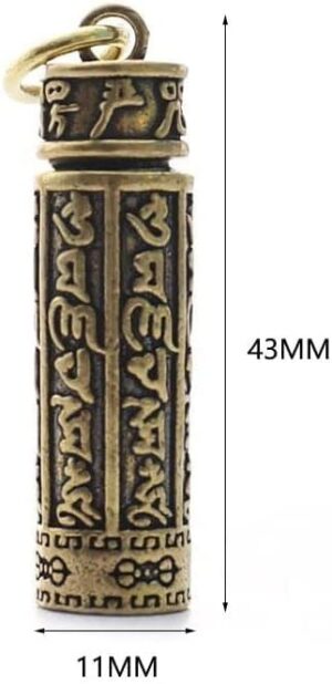 Brass Buddha GuanYin Sutra Cylinder Pendant Keychain Hanging Necklace Jewelry Pill Box Medicine Case Container Bottle Keychains-B0B1PYNJM7