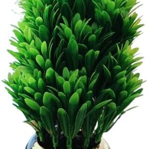 Cute And Amazing Artificial Bonsai Tree in Pot, Green (9X9X21) (W*L*H) Cm Planter Unique Succulent Planter Funny Plant Pot Grass Pot for Indoor Plants Home Decor (Green Grass)-B0DWSJPJDX