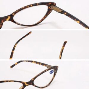 Women Cat Eye Reading Glasses Anti Blue Light Magnifying Computer Glasses Clear Lens Black Leopard Frame Plus Reading Glasses + Fantastic Glasses case-B0DPXZ2XSK