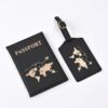 New Passport Cover Luggage Tag Set PU Leather Passport Protector Luggage Tags Passport Wallet ID Card Ticket Clip As Set Show (Black 1set)-B0DVQGZGQ3
