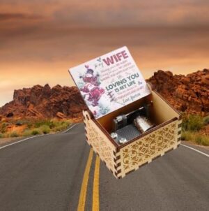 [1Pcs] Merry Christmas Wooden Hand Cranked Collectible Jingle Bell Themed Brown Music Box (Colored Merry Christmas Edition) (00126A)-B0CM51N14F