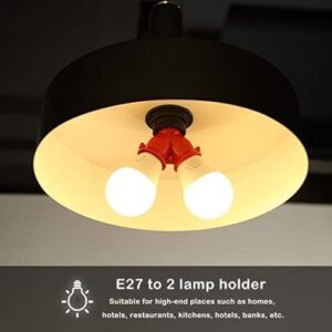 1Pcs Lamp Bases 2 In 1 Double E27 Socket Base Bulb Extender Splitter Contact Adapter Converter Plug Halogen Light Lamp Bulb Holder Copper - (Color: Red)-B0CMNLG882