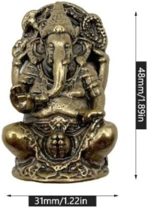Mini Vintage Brass Ganesh Statue Pocket India Thailand Elephant God Figure Sculpture Home Office Desk Decorative Ornament Gift-B09YMM815P