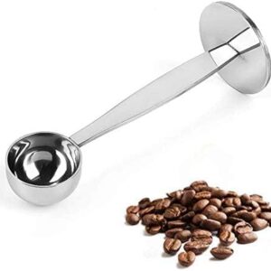 [1 PCs] Coffee Bean Press Espresso, Rumanle Stand Coffee Measure tamper spoon Stainless Steel Coffee & Tea Tools Measuring Tamping Scoop Coffee Tamper (1 Piece, Silver) 5 Cm diameter