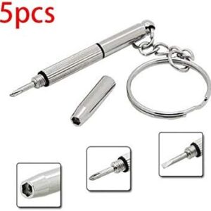 41kZpmkSLvL._AC_SX425_ WSSBK 5 Pcs Mini Portable Screwdriver 3 In 1 Steel Precise Eyeglass Screwdriver Set Watch Repair Tools Kit With Keychain-B096LT5H4R