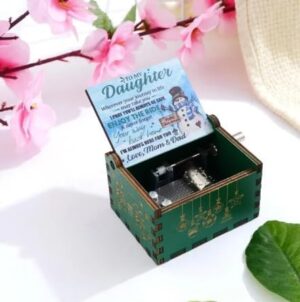 [1Pcs] Merry Christmas Wooden Hand Cranked Collectible Jingle Bell Themed Brown Music Box (Colored Merry Christmas Edition) (I) (00124C)-B0CM4WYW5C