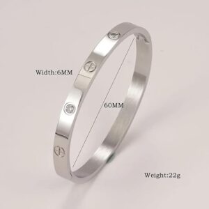 1Pcs Cuff Bracelets On Hand Couple Fashion Bangles Charm Stainless Steel Bracelet For Women Jewellery Accessories Free Shipping Color As shown in pic-B0D8CDD5SX