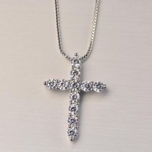 Small Crosse Necklace Box Chain Shiny Crystal Classic Cross Pendant For Women Men Fashion Jewelry Gifts - Small Crosse 2 Cm*1.5 Cm with 48Cm Chain Length-B0DWQPN7FQ