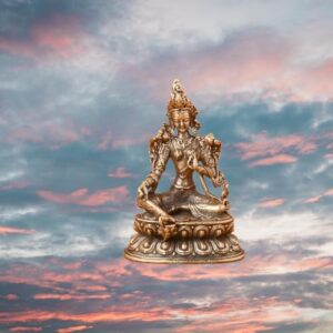 1Pcs Brass Green Tara Small Statue Tantric Buddha Figurines Miniatures Buddhism Buddhist Figure Desktop Enshrine Ornaments Home Decor-B0DJXYHWV4