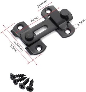 [1pcs] Door Bolts Hasp Latch Lock Sliding Door Lock Stainless Steel A Type Latch For Casement Cabinet Fitting With 4 * Screws (Black)-B0DXCLSRFY