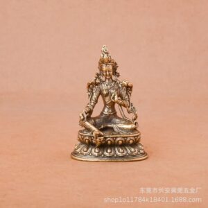 1Pcs Brass Green Tara Small Statue Tantric Buddha Figurines Miniatures Buddhism Buddhist Figure Desktop Enshrine Ornaments Home Decor-B0DJXYHWV4
