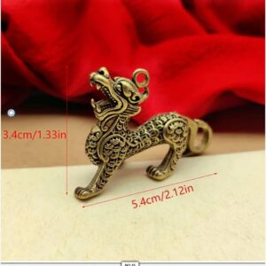 Bull Ornament Brass Sculpture Copper Miniatures Figurines Desk Decoration Pure Copper Handmade Lines Key Pendant Key Chain Accessories - (Jaguar- L5.5Cm)-B0D8H4YFXV