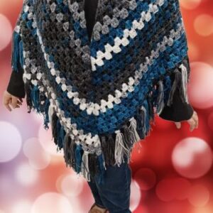 Handmade Crochet Shall Scraf in Mix Colourful Cape Shawls Wraps Granny Womens Coat Sweater (XXL) 220 * 185cm شال كتف للسيدات مصنوع يدويا من خيوط الكروشيه بطول 220 سم ِ Apro-B0DVDQ2LG1