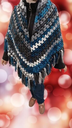 Handmade Crochet Shall Scraf in Mix Colourful Cape Shawls Wraps Granny Womens Coat Sweater (XXL) 220 * 185cm شال كتف للسيدات مصنوع يدويا من خيوط الكروشيه بطول 220 سم ِ Apro-B0DVDQ2LG1