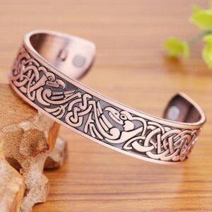 1Pcs Classic Bio Magnetic Copper Color Alloy Bracelet Cuff Bangle for Men Women Fashion Jewelry Gifts(shape 2D)-B0D1J6QTNP
