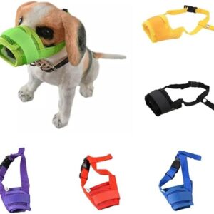 [1Pcs ] [XL- 22cm - 28cm] [ Random Color ] Dog Adjustable Soft Pet Puppy Mouth Cover Mask Pure Color Anti Biting Muzzle-B0CGGTV12T