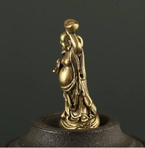 1pcs -Copper Maitreya Buddha Miniatures Figurines Pocket Brass Small Statue Ornaments Home Decor Craft for Living Room Desk Decoration-B0C7333QQ4