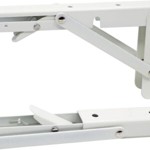 Sturdy Folding Shelf Brackets Small Arm White Heavy Duty Triangle Wall Mount Collapsible Shelf Bracket with Install Screws for Small Bench Table Space Saving 2 Pcs, (14 Inch = 35.56 Cm)-B0DXCK8TCT