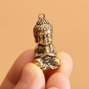 Miniature Sakyamuni Buddha Pendant Creative Mini Brass Crafts Mini Buddha Figurine Handcraft Brass Buddha Ornaments Bonsai Small Size:3 * 1.3CM(1.18 * 0.51in)-B0D5YP1384
