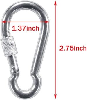 PROND Locking Carabiners, Heavy Duty Carabiner, 316 Stainless Steel Screw Lock Carabiner Hooks, 2.7inch (2PCS - 316 Stainless Steel-B08YK44Z18)
