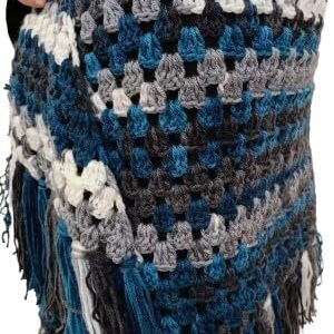 Handmade Crochet Shall Scraf in Mix Colourful Cape Shawls Wraps Granny Womens Coat Sweater (XXL) 220 * 185cm شال كتف للسيدات مصنوع يدويا من خيوط الكروشيه بطول 220 سم ِ Apro-B0DVDQ2LG1