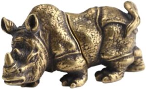 Mini Copper Rhino Sculpture Handmade Crafts Brass Rhinoceros Figurines Vintage Animal Statue Home Office Table Decor Ornament-B0BRNWHB19