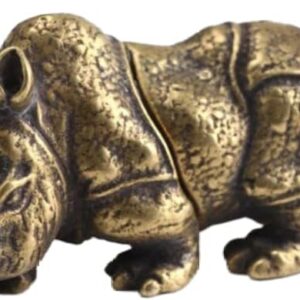 Mini Copper Rhino Sculpture Handmade Crafts Brass Rhinoceros Figurines Vintage Animal Statue Home Office Table Decor Ornament-B0BRNWHB19