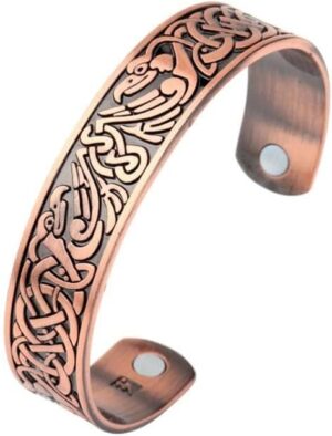 1Pcs Classic Bio Magnetic Copper Color Alloy Bracelet Cuff Bangle for Men Women Fashion Jewelry Gifts(shape 2D)-B0D1J6QTNP