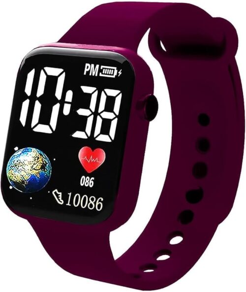 MySouq,Store Kids Edition Digital LED Wrist Watch (Wine), Wine, Free Size, No Alarm, No Stopwatch, Just Time And Date-B0DW5KBQB4