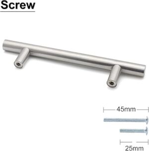 Kitchen Door Handles Brushed Nickel Stainless Steel Bathroom Cabinet T Bar Handle Furniture Drawer Pulls Cupboard Knobs (96mm Hole Centers - 150mm Long) 5 Pack-B0DYKNXXY4