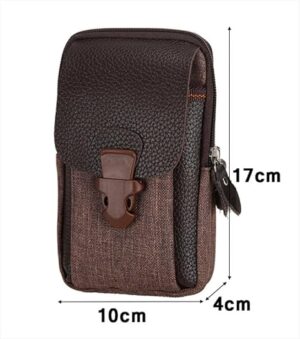 Men Cowhide Leather Mobile Phone Belt Bags Solid Color Three-layer Waist Pack Zipper Fanny Pack Outdoor Jogging Sports Bag 18X11X6 CM brown, C00B-B0DD7Q15PN