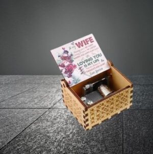 [1Pcs] Merry Christmas Wooden Hand Cranked Collectible Jingle Bell Themed Brown Music Box (Colored Merry Christmas Edition) (00126A)-B0CM51N14F