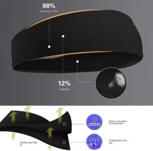 [1PCs - Black] Sport Headbands Sweatband Elastic Yoga Running Hair Band Sweat Bandage Workout Tennis Fitness Jog Basketball Headscarf Men Women(053)-B0D3LHNV5Y