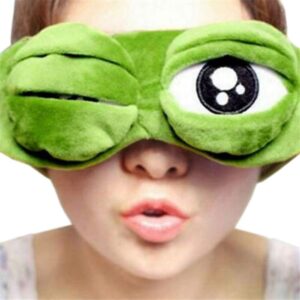 1Pcs - 3D Frog Cartoon Design Sleeping Eye Blinder Soft Plush Eye Mask Green-B0CKVXHVZZ