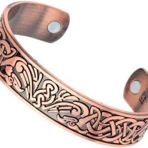 1Pcs Classic Bio Magnetic Copper Color Alloy Bracelet Cuff Bangle for Men Women Fashion Jewelry Gifts(shape 2D)-B0D1J6QTNP