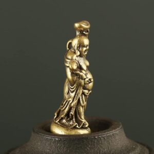1pcs -Copper Maitreya Buddha Miniatures Figurines Pocket Brass Small Statue Ornaments Home Decor Craft for Living Room Desk Decoration-B0C7333QQ4