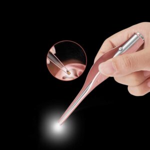 Decdeal- 2pcs Ear Wax Removal Ear Flap Set Stainless Steel Ear Wax Remover Spoon Baby Kids Adult Ear Plugs Ear Selector with Led Light-