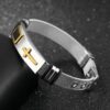 1Pcs - Cross Stainles Steel Mesh Belt Bracelet Fashion Men's Wrist Bracelets On Hand Classic Bracelet Adjustable Jewelry MAx 21Cm-B0DL2DLSWK