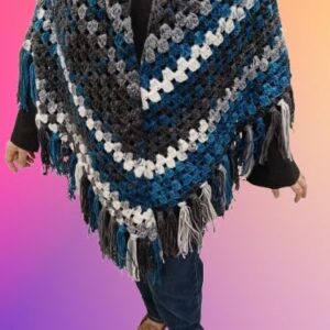 Handmade Crochet Shall Scraf in Mix Colourful Cape Shawls Wraps Granny Womens Coat Sweater (XXL) 220 * 185cm شال كتف للسيدات مصنوع يدويا من خيوط الكروشيه بطول 220 سم ِ Apro-B0DVDQ2LG1