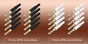 5pcs White And Black 3.5mm Stereo Headset Plug 3/4 Poles 3.5 Audio Plug Jack Adapter Connector for Iphone New Outlet 2.5mm (17mm 4P Nickle Black)-B0DWHHJSBX