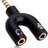 MySouq-Store 1Pic - U Shaped 3.5mm Stereo Audio Earphone Mic Splitter Adapter Highly Practical - Black-B0DVLSSTH9