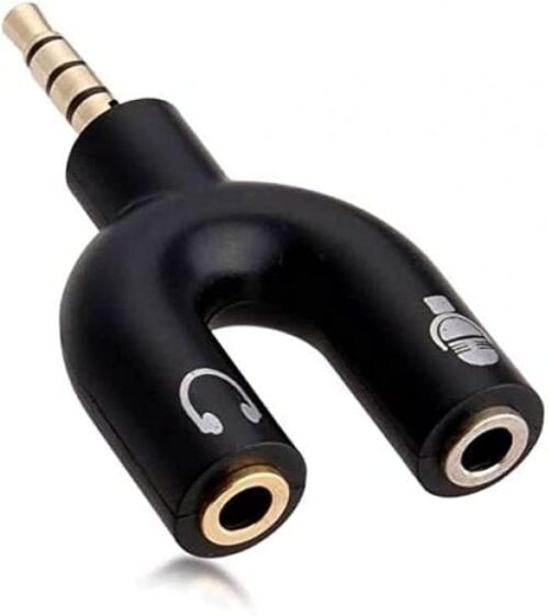 MySouq-Store 1Pic - U Shaped 3.5mm Stereo Audio Earphone Mic Splitter Adapter Highly Practical - Black-B0DVLSSTH9