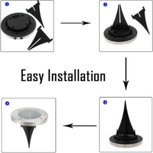 Disk Lights, Solar Ground Light with 4 leds, Waterproof IP65 Garden Path Landscape Lighting with Light Sensor, Pack of 4, (White)-B091J6ZH3K