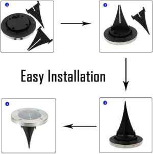 Disk Lights, Solar Ground Light with 4 leds, Waterproof IP65 Garden Path Landscape Lighting with Light Sensor, Pack of 4, (White)-B091J6ZH3K