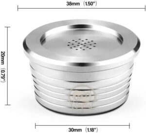 [2 Cpsuls Stainless + Tamper ] Reusable stainless steel coffee capsule kitchen reusable coffee capsule cup filter compatible with Delta (Q) coffee accessories,-B0DHLV4V7K