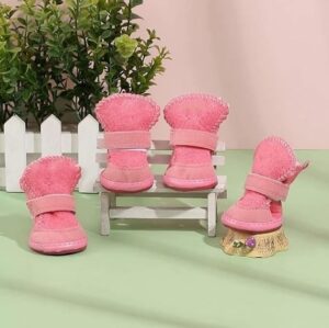 -4Pcs/Pink, Coffee, 5.2x4.4cm /No 4 /Set Cute Dog Boots Outdoor Snow Walking Non-slip Puppy Sneakers Supplies Puppy Comfortable Snow Boots Pet Winter Warm Shoes- See Size photo befor Buy Items,-B0BR62CHY9